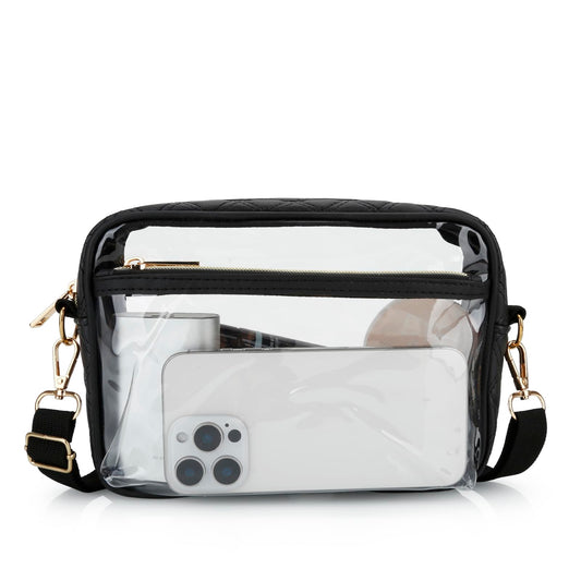 DOB SECHS Stadium Approved Clear Crossbody Bag with Adjustable Strap - Onyx Black