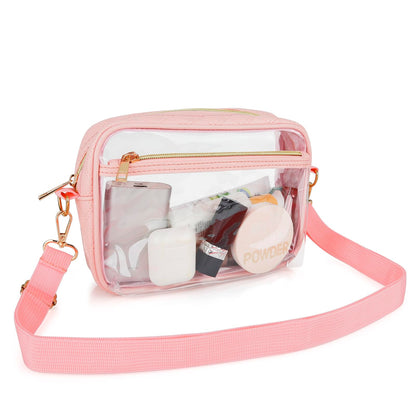 DOB SECHS Stadium Approved Clear Crossbody Bag with Adjustable Strap - Tulip Pink