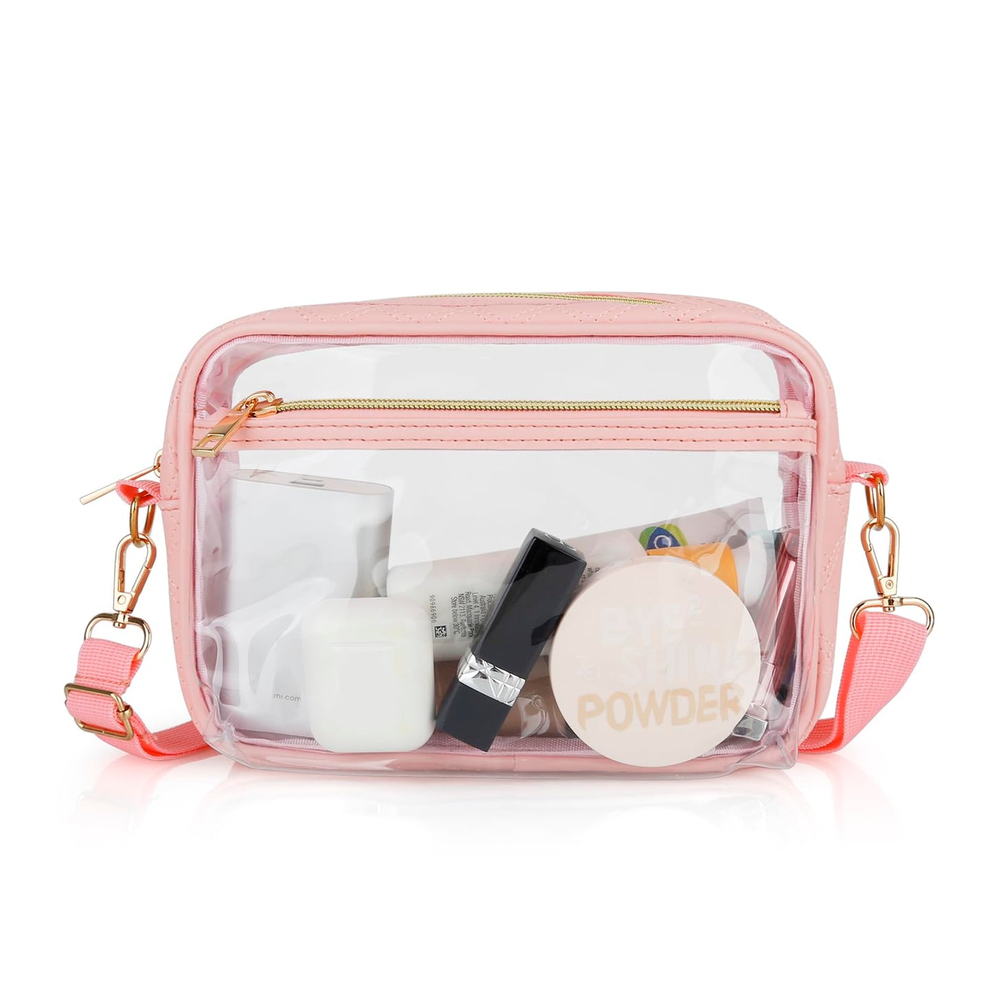 DOB SECHS Stadium Approved Clear Crossbody Bag with Adjustable Strap - Tulip Pink