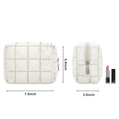 DOB SECHS Stylish Cotton Padded Soft Quilted Cosmetic Bag for Daily Use and Travel Essentials