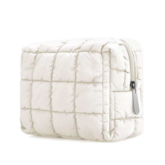 DOB SECHS Stylish Cotton Padded Soft Quilted Cosmetic Bag for Daily Use and Travel Essentials