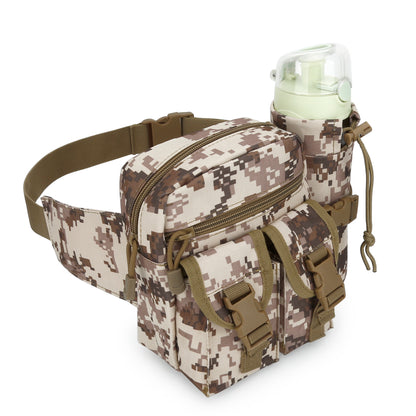 DOB SECHS Desert Camouflage Tactical Fanny Pack with Adjustable Strap & Bottle Holder