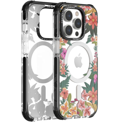 Estuche Magsafe con estampado de flores a prueba de golpes DOB SECHS para la serie iPhone 15