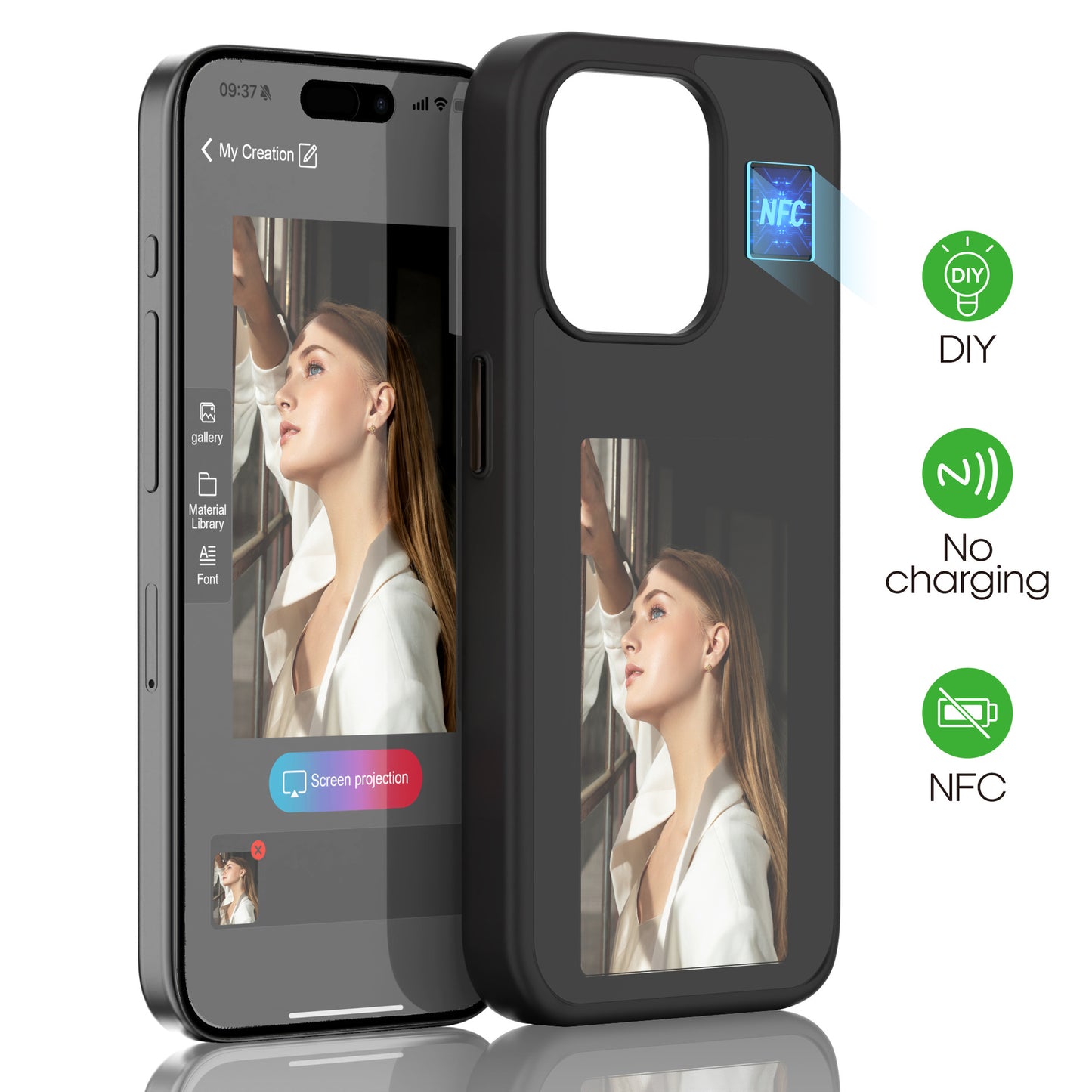 DOB SECHS E-Ink NFC Smart Screen iPhone Case