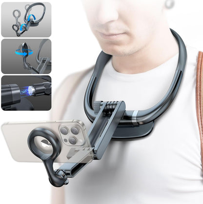 DOB SECHS Magnetic Neck Phone Holder Mount with Folding Rod