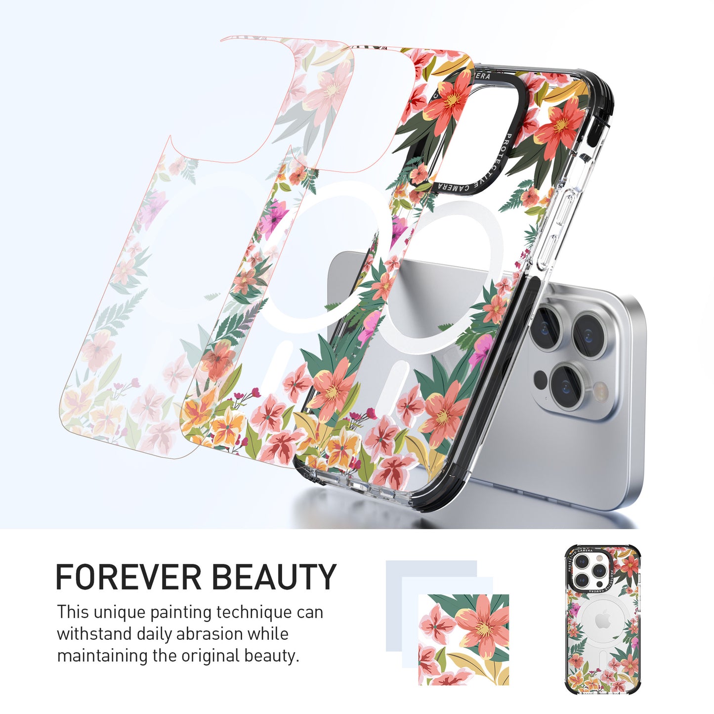 Estuche Magsafe con estampado de flores a prueba de golpes DOB SECHS para la serie iPhone 15