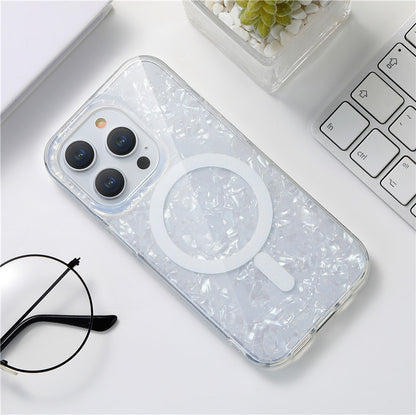 DOB SECHS MagSafe Lightweight and Slim Design iPhone Case with Sparkling Glitter Shell Pattern