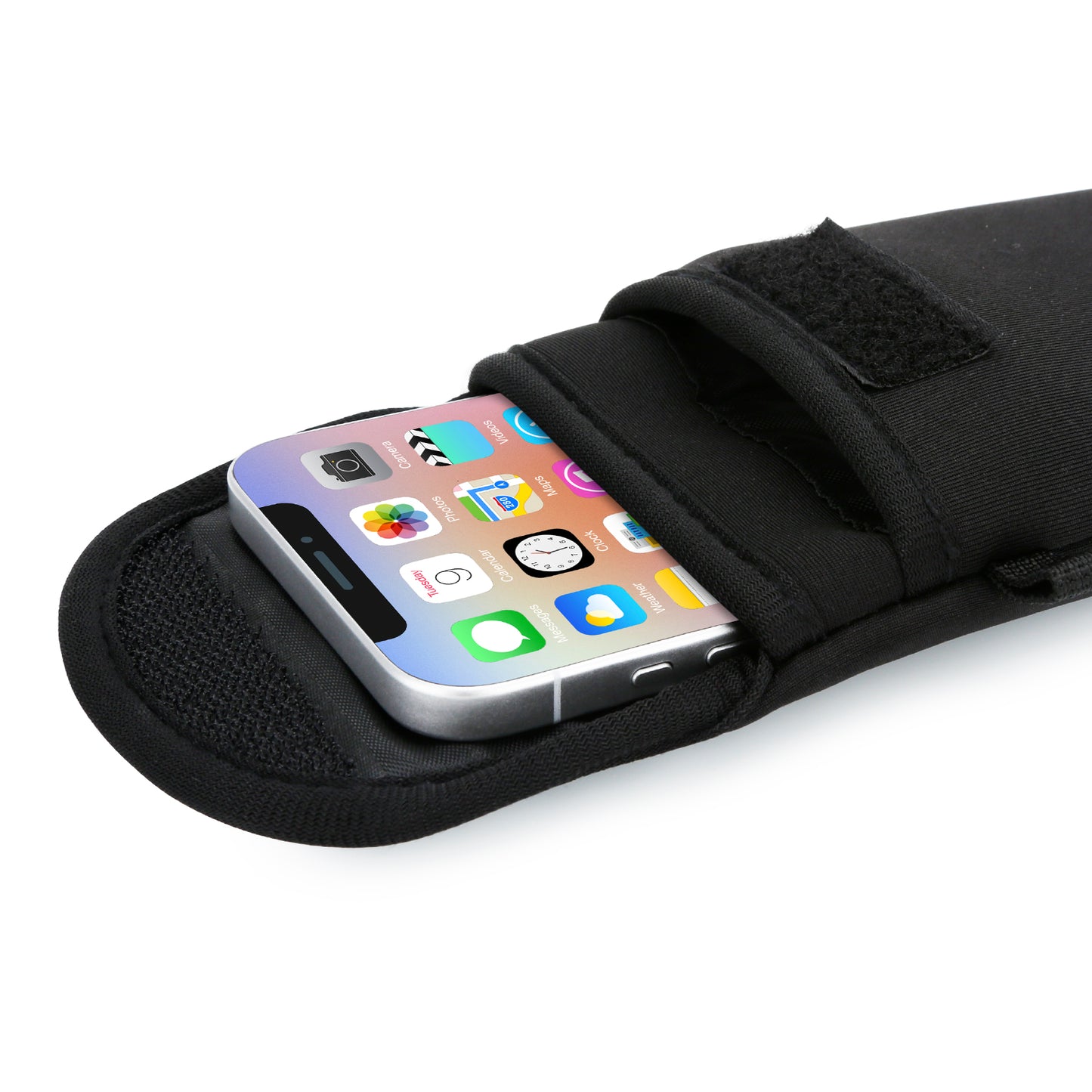 DOB SECHS Durable Black Neoprene Phone Sleeve with Carabiner, Neck & Waist Straps