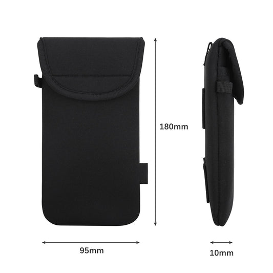 DOB SECHS Durable Black Neoprene Phone Sleeve with Carabiner, Neck & Waist Straps