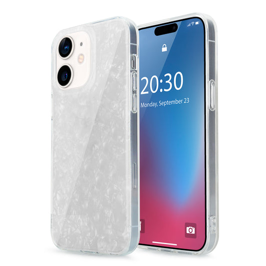 DOB SECHS Patrón de concha con purpurina brillante Diseño liviano y delgado Funda y vinilo para iPhone