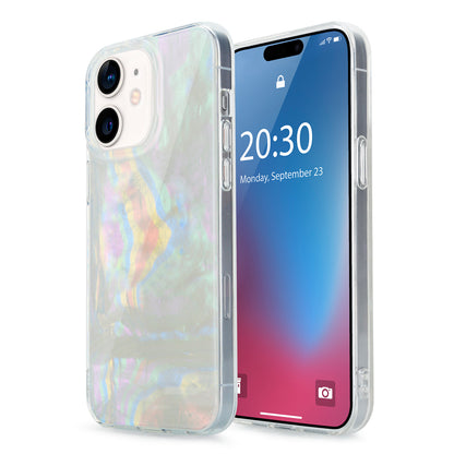 DOB SECHS Patrón de concha con purpurina brillante Diseño liviano y delgado Funda y vinilo para iPhone