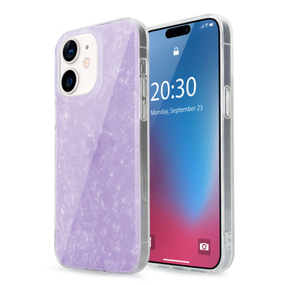 DOB SECHS Patrón de concha con purpurina brillante Diseño liviano y delgado Funda y vinilo para iPhone